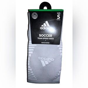 Adidas Team Speed OTC Soccer Socks 1 Pair Youth 13C-4Y Gray & White w Logo NEW!